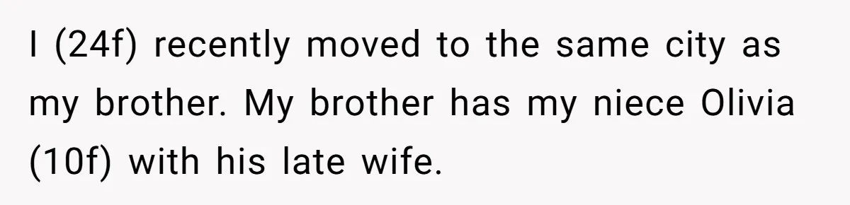 I (24f) recently moved to the same city as my brother. My brother has my niece Olivia (10f) with his late wife.