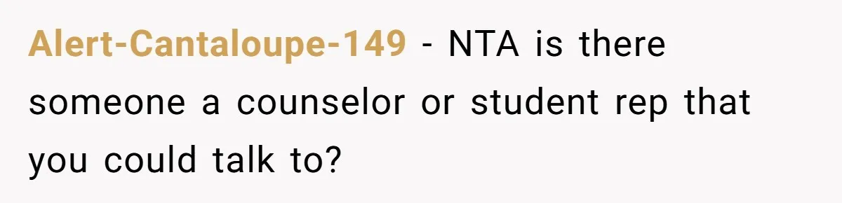 Alert-Cantaloupe-149 − NTA is there someone a counselor or student rep that you could talk to?