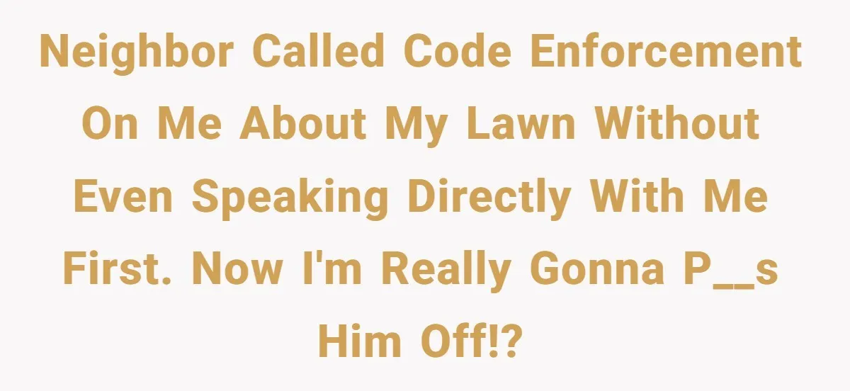 Neighbor called code enforcement on me about my lawn without even speaking directly with me first. Now I'm really gonna p__s him off!?