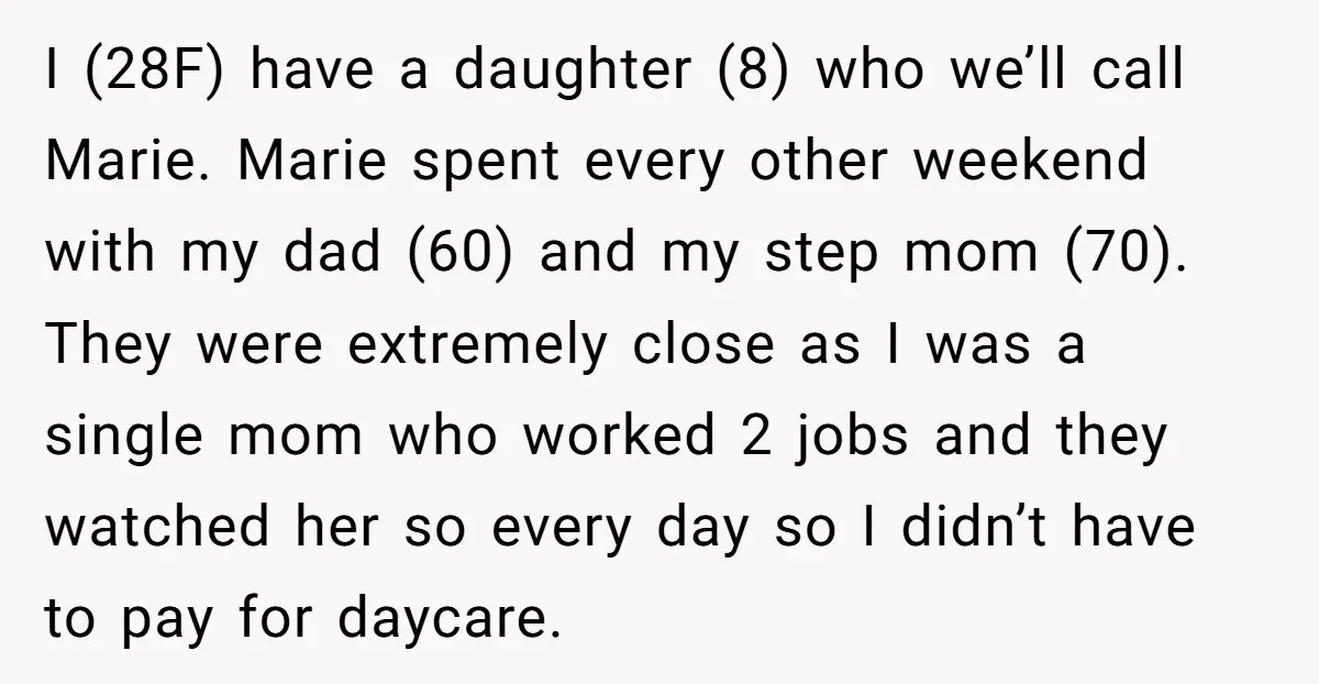 I (28F) have a daughter (8) who we’ll call Marie. Marie spent every other weekend with my dad (60) and my step mom (70). They were extremely close as I...