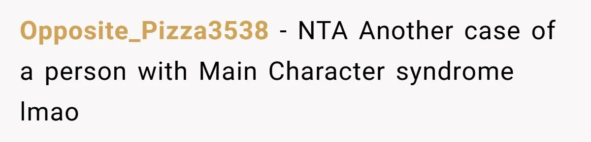 Opposite_Pizza3538 - NTA Another case of a person with Main Character syndrome lmao