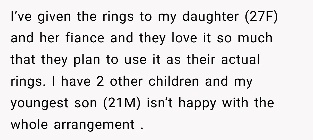 I’ve given the rings to my daughter (27F) and her fiance and they love it so much that they plan to use it as their actual rings. I have 2...