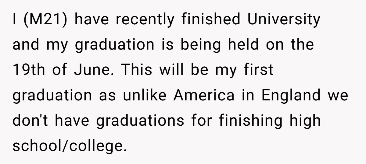 I (M21) have recently finished University and my graduation is being held on the 19th of June. This will be my first graduation as unlike America in England we don't...