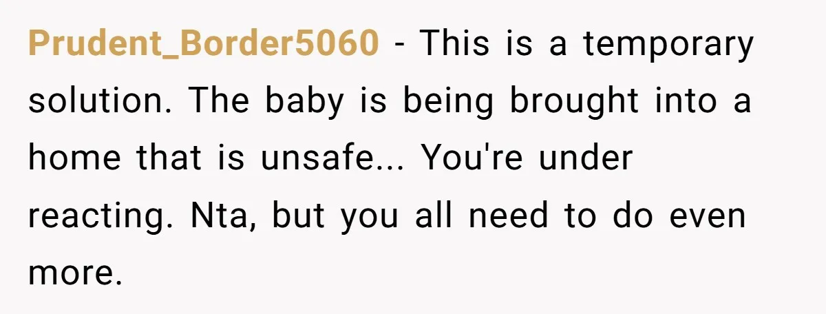 Prudent_Border5060 - This is a temporary solution. The baby is being brought into a home that is unsafe... You're under reacting. Nta, but you all need to do even more.