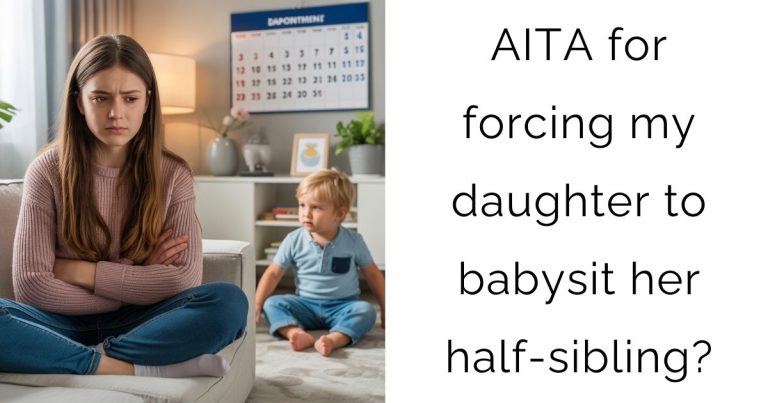 AITA for forcing my daughter to babysit her half-sibling?