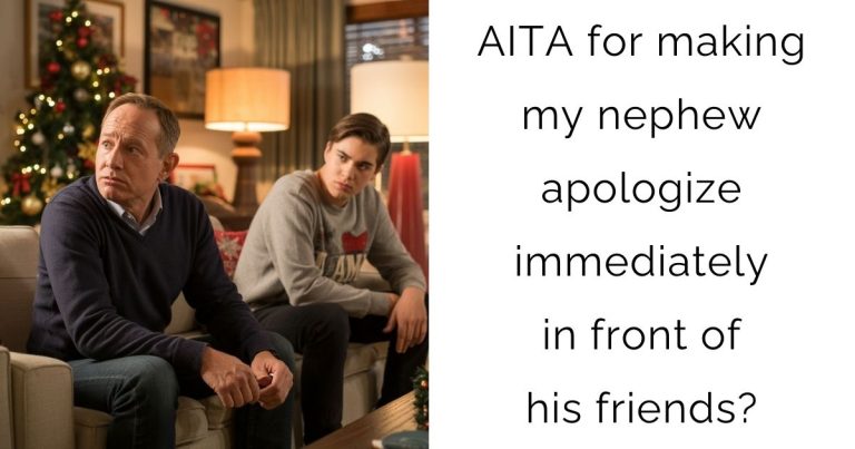 AITA for making my nephew apologize immediately in front of his friends?