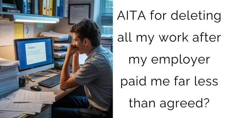 AITA for deleting all my work after my employer paid me far less than agreed?