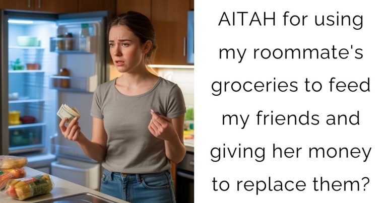 AITAH for using my roommate’s groceries to feed my friends and giving her money to replace them?