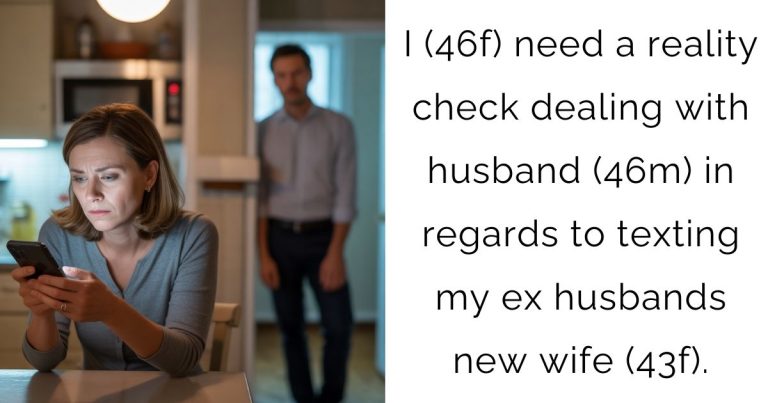 I (46f) need a reality check dealing with husband (46m) in regards to texting my ex husbands new wife (43f).