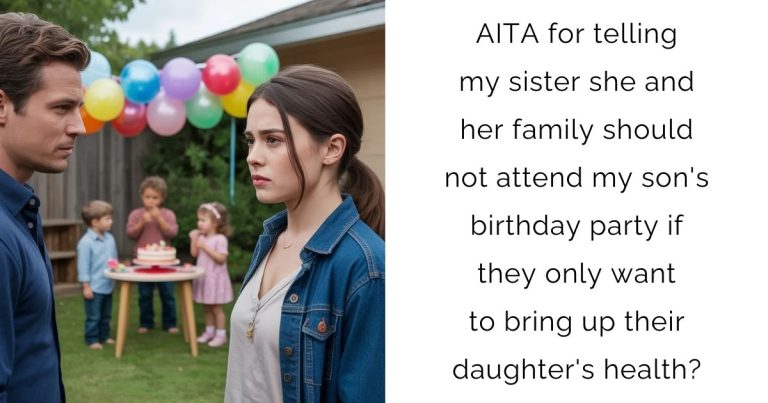 AITA for telling my sister she and her family should not attend my son’s birthday party if they only want to bring up their daughter’s health?