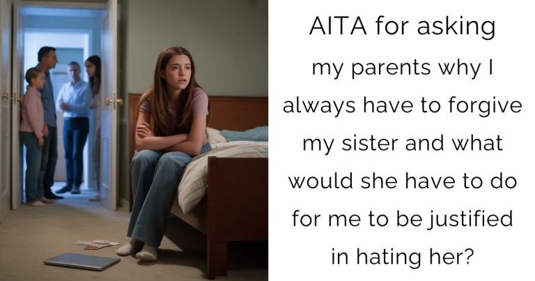 AITA for asking my parents why I always have to forgive my sister and what would she have to do for me to be justified in hating her?