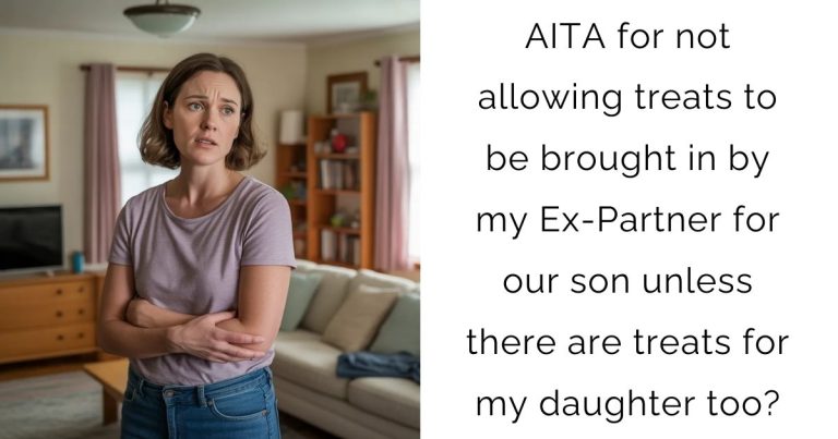 AITA for not allowing treats to be brought in by my Ex-Partner for our son unless there are treats for my daughter too?