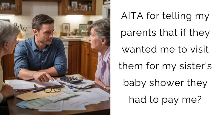 AITA for telling my parents that if they wanted me to visit them for my sister’s baby shower they had to pay me?