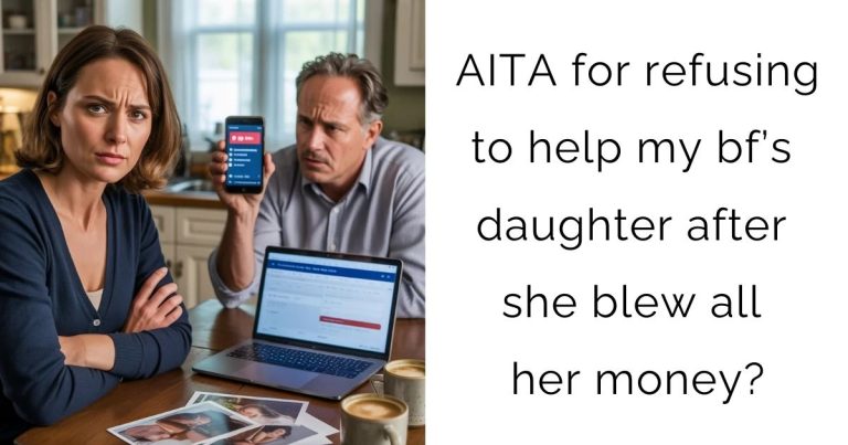 AITA for refusing to help my bf’s daughter after she blew all her money?