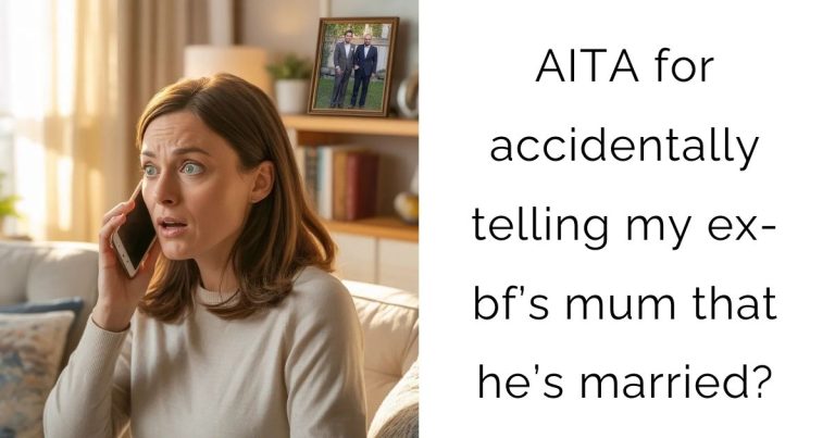 AITA for accidentally telling my ex-bf’s mum that he’s married?