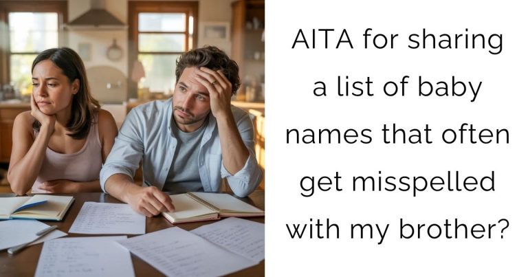 AITA for sharing a list of baby names that often get misspelled with my brother?
