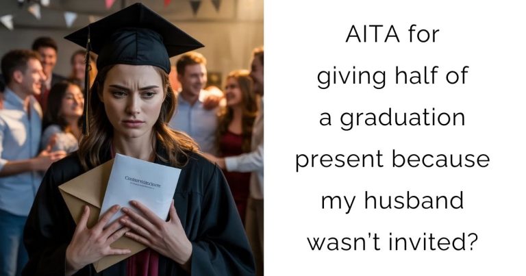 AITA for giving half of a graduation present because my husband wasn’t invited?
