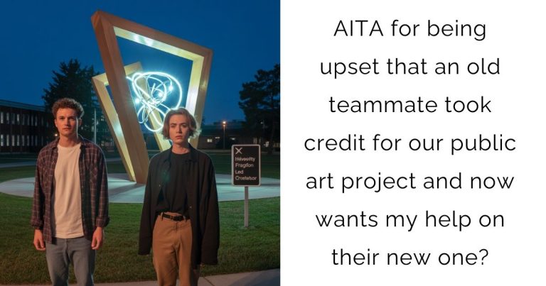 AITA for being upset that an old teammate took credit for our public art project and now wants my help on their new one?