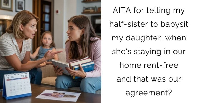 AITA for telling my half-sister to babysit my daughter, when she’s staying in our home rent-free and that was our agreement?