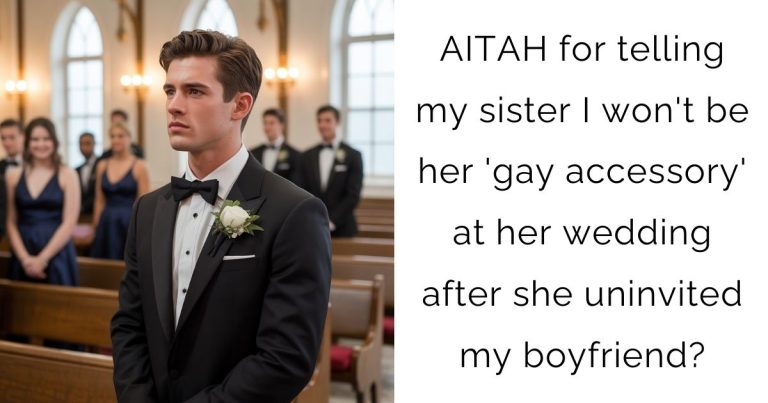 AITAH for telling my sister I won’t be her ‘gay accessory’ at her wedding after she uninvited my boyfriend?