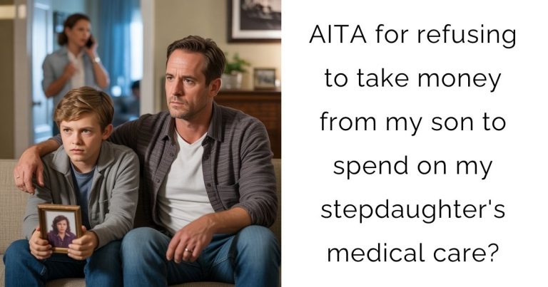 AITA for refusing to take money from my son to spend on my stepdaughter’s medical care?