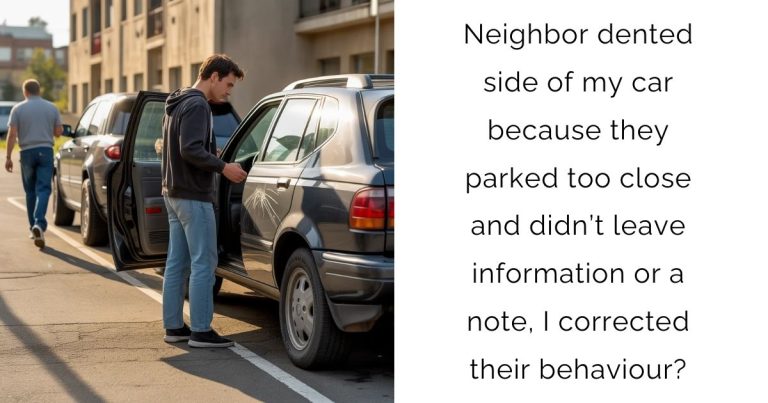 Neighbor dented side of my car because they parked too close and didn’t leave information or a note, I corrected their behaviour?