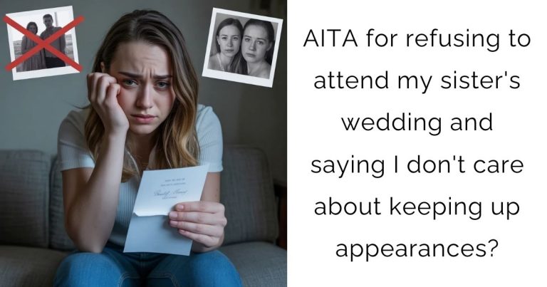 AITA for refusing to attend my sister’s wedding and saying I don’t care about keeping up appearances?