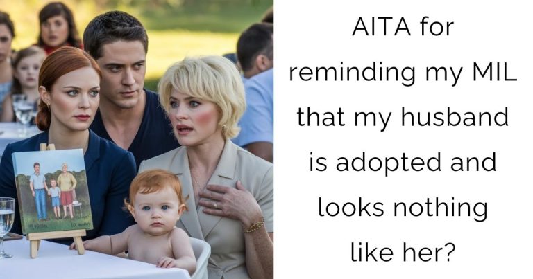 AITA for reminding my MIL that my husband is adopted and looks nothing like her?