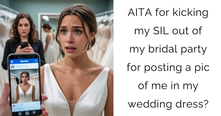 AITA for kicking my SIL out of my bridal party for posting a pic of me in my wedding dress?