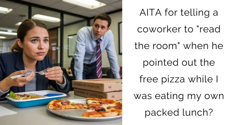 AITA for telling a coworker to “read the room” when he pointed out the free pizza while I was eating my own packed lunch?