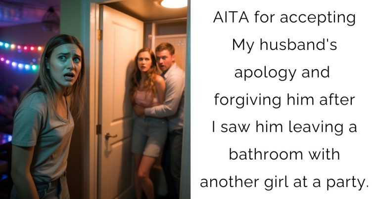 AITA for accepting My husband’s apology and forgiving him after I saw him leaving a bathroom with another girl at a party.