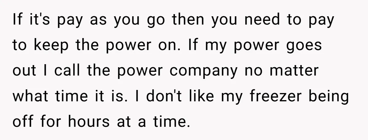 If it's pay as you go then you need to pay to keep the power on. If my power goes out I call the power company no matter what time...