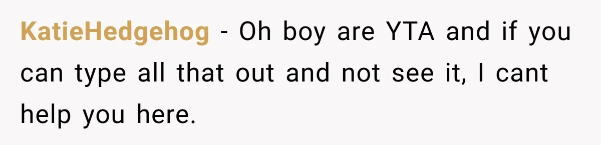 KatieHedgehog − Oh boy are YTA and if you can type all that out and not see it, I cant help you here.