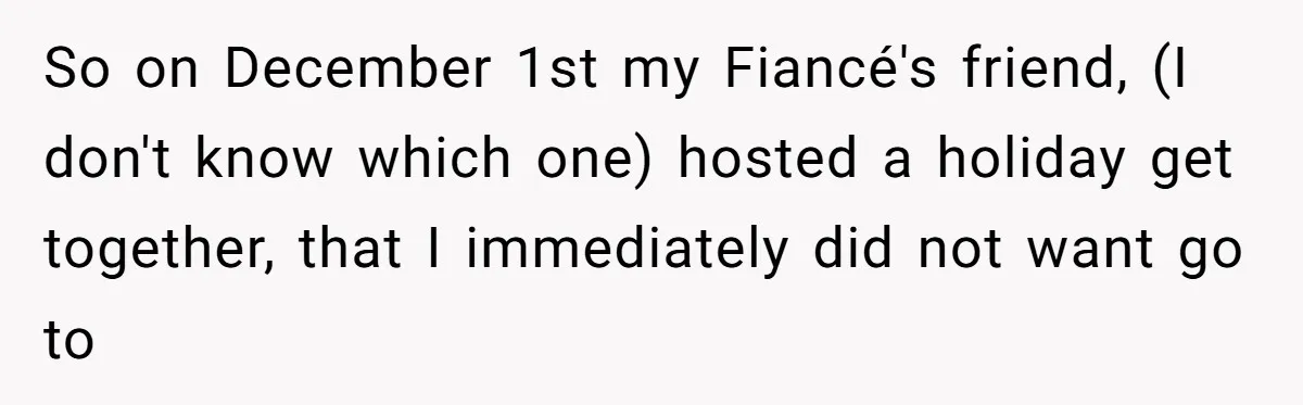 So on December 1st my Fiancé's friend, (I don't know which one) hosted a holiday get together, that I immediately did not want go to