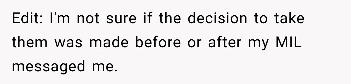 Edit: I'm not sure if the decision to take them was made before or after my MIL messaged me.
