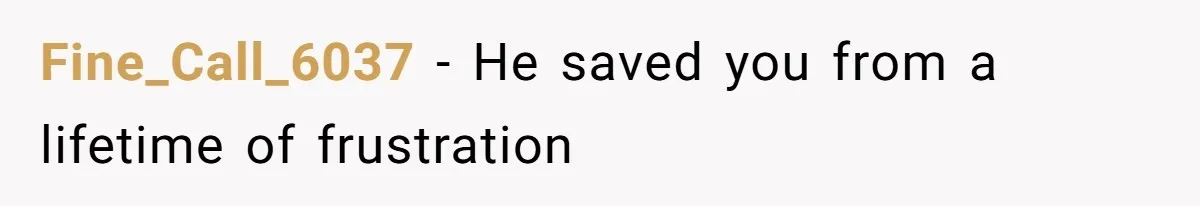 Fine_Call_6037 − He saved you from a lifetime of frustration