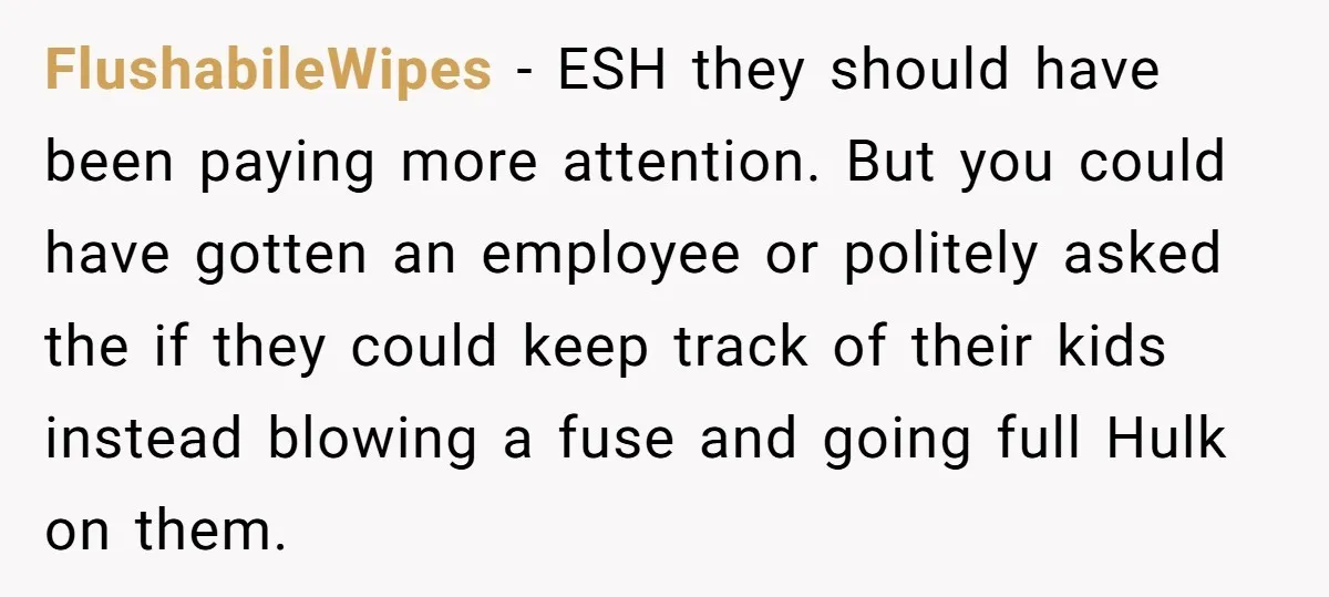 FlushabileWipes − ESH they should have been paying more attention. But you could have gotten an employee or politely asked the if they could keep track of their kids instead...
