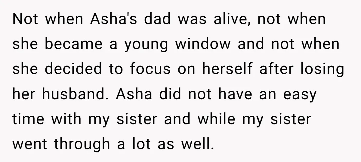 Not when Asha's dad was alive, not when she became a young window and not when she decided to focus on herself after losing her husband. Asha did not have...