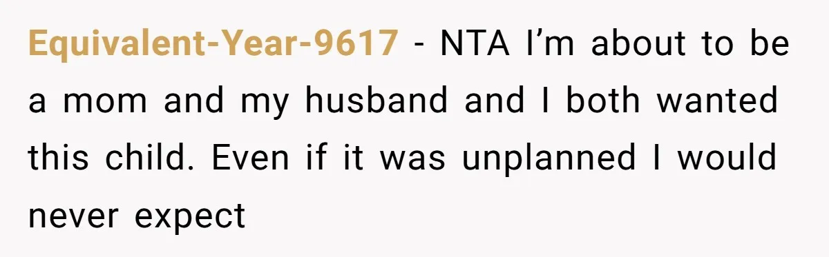 Equivalent-Year-9617 − NTA I’m about to be a mom and my husband and I both wanted this child. Even if it was unplanned I would never expect