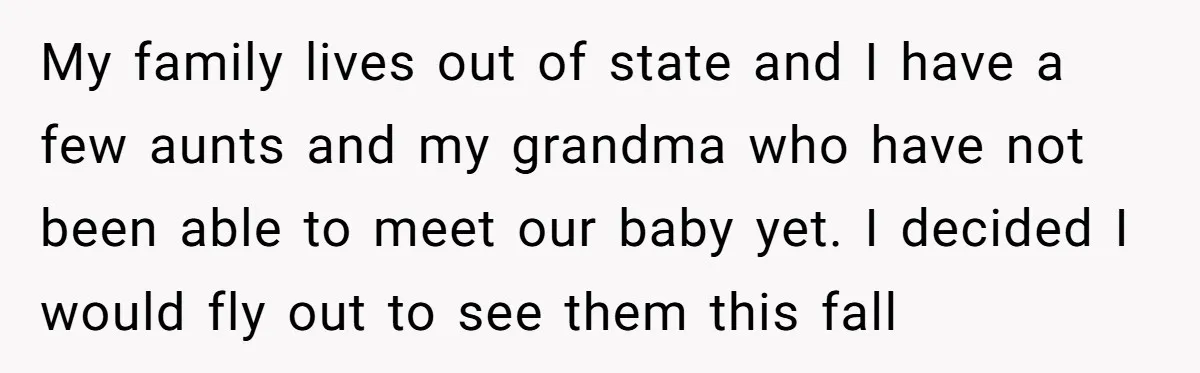 My family lives out of state and I have a few aunts and my grandma who have not been able to meet our baby yet. I decided I would fly...