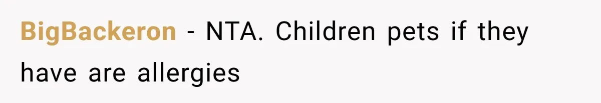 BigBackeron − NTA. Children pets if they have are allergies