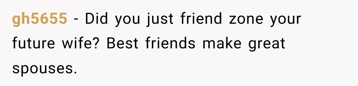 gh5655 − Did you just friend zone your future wife? Best friends make great spouses.