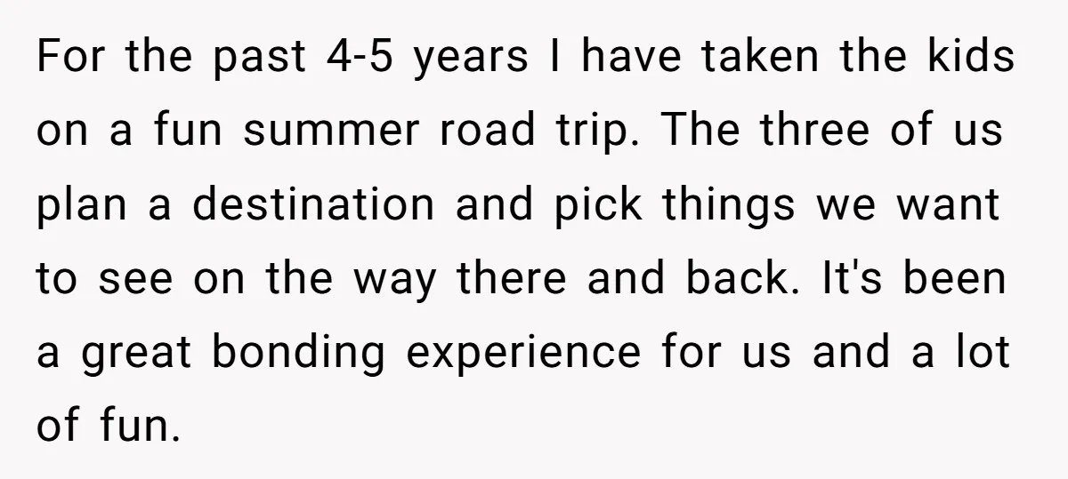 For the past 4-5 years I have taken the kids on a fun summer road trip. The three of us plan a destination and pick things we want to see...