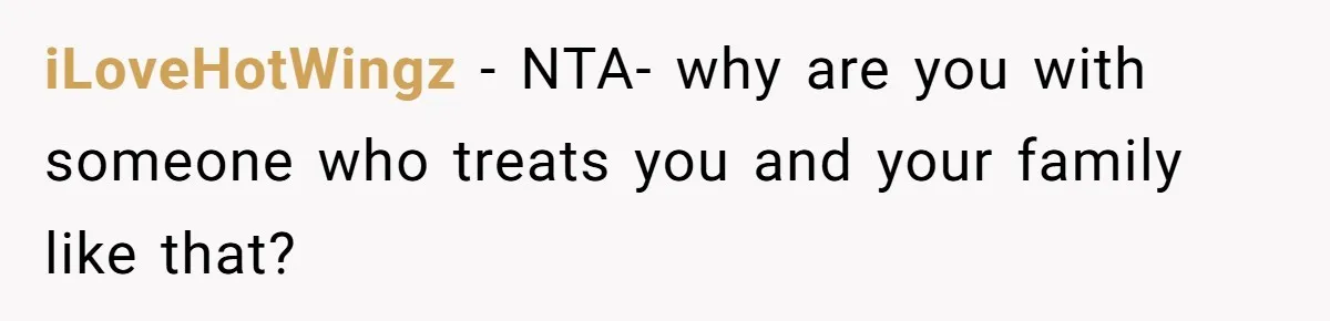 iLoveHotWingz − NTA- why are you with someone who treats you and your family like that?