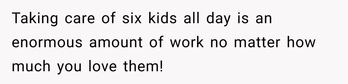 Taking care of six kids all day is an enormous amount of work no matter how much you love them!