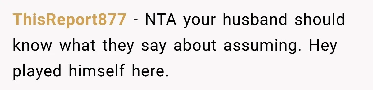 ThisReport877 - NTA your husband should know what they say about assuming. Hey played himself here.