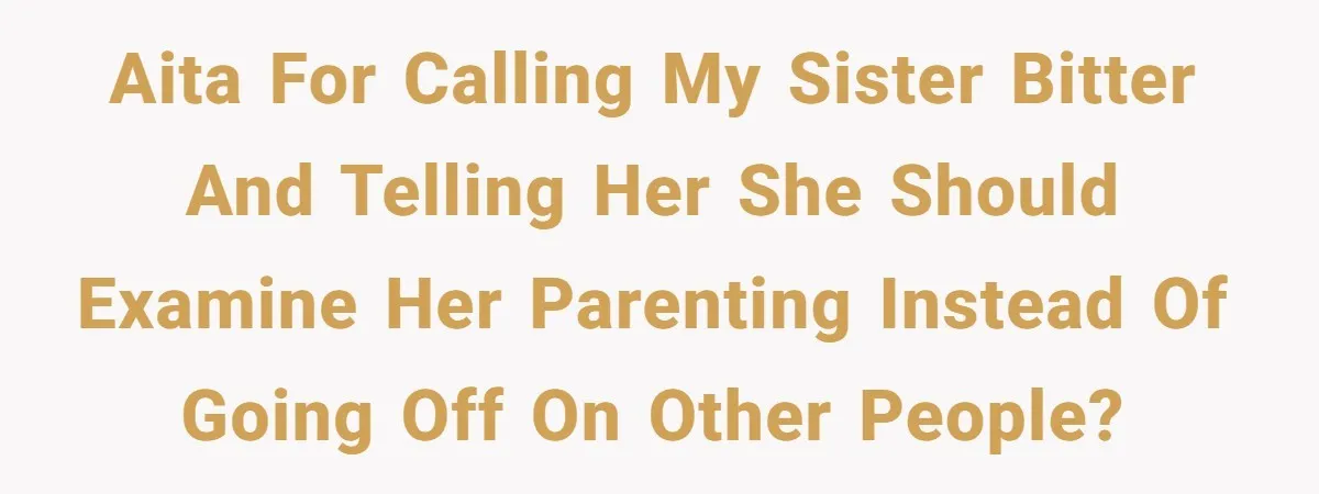 AITA for calling my sister bitter and telling her she should examine her parenting instead of going off on other people?