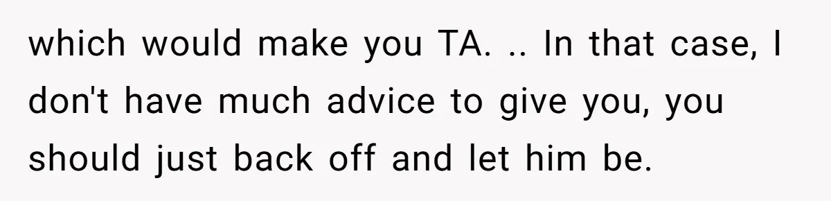 which would make you TA. .. In that case, I don't have much advice to give you, you should just back off and let him be.