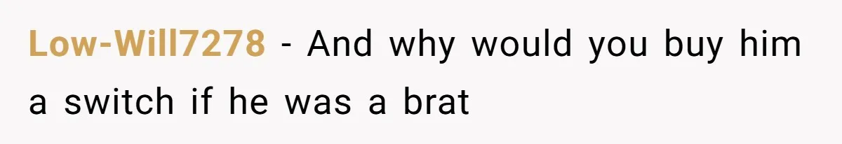 Low-Will7278 - And why would you buy him a switch if he was a brat