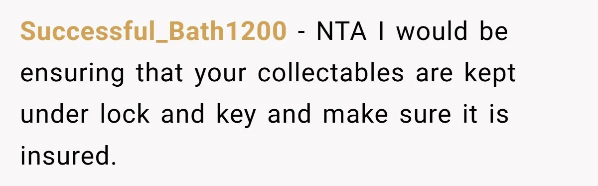 Successful_Bath1200 − NTA I would be ensuring that your collectables are kept under lock and key and make sure it is insured.